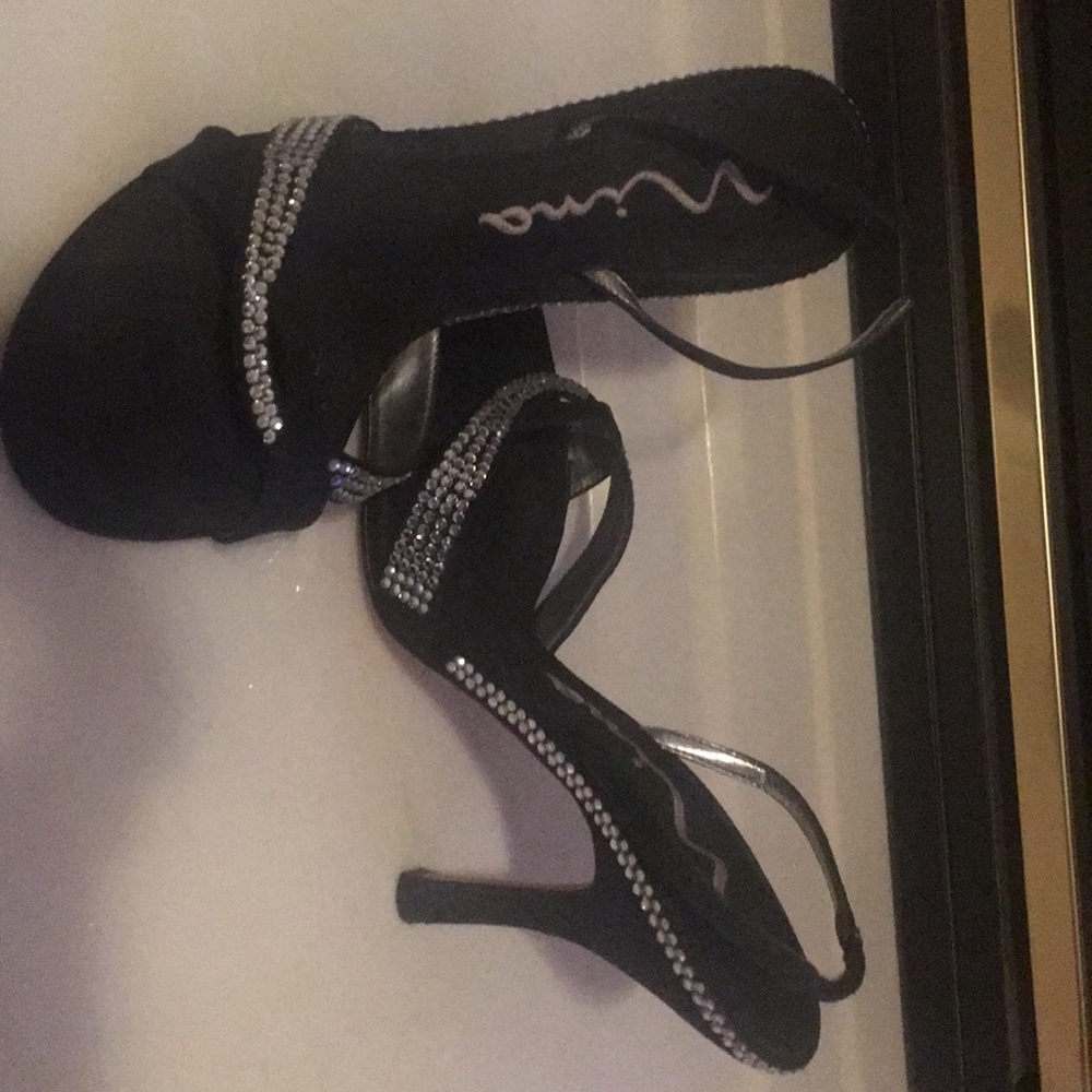 Beautiful black sparkling sandals